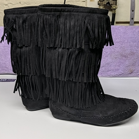 Arizona Jeans Black Fringe Boots